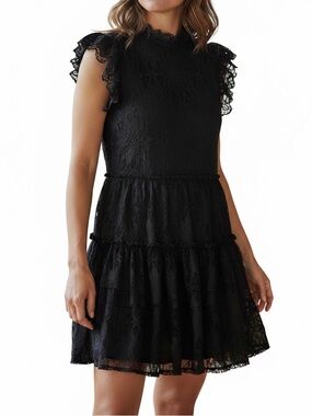 Anthropologie Blue Tassel Lace Mini Dress